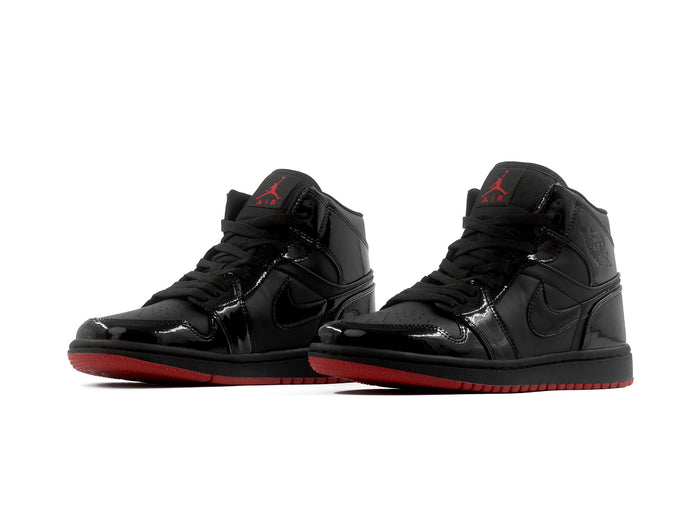 Tenis Retro 1 Charol Negro Suela Rojo
