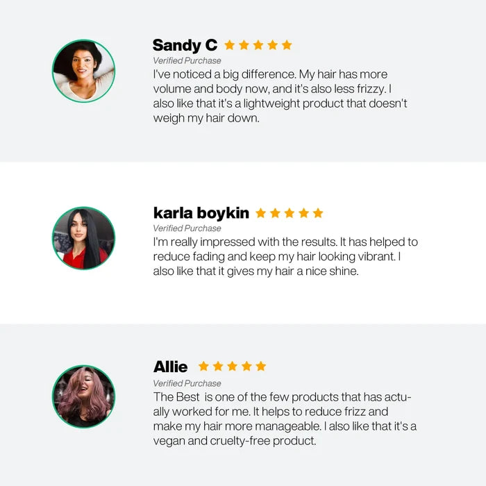 Sandy C, karla boykin and Allie give The Best Coco Keratin Hair Kit Sample five stars for volume, less frizz and shine