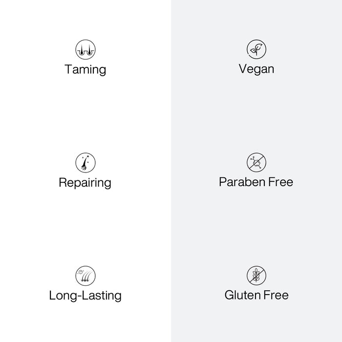 The Best Keratin Professional Hair Kit icons: Taming, Repairing, Long-Lasting, Vegan, Paraben Free and Gluten Free