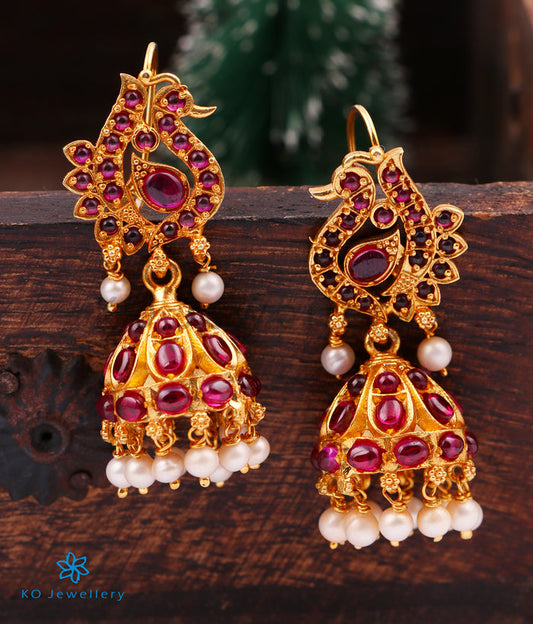 The Hridya Silver Peacock Jhumka