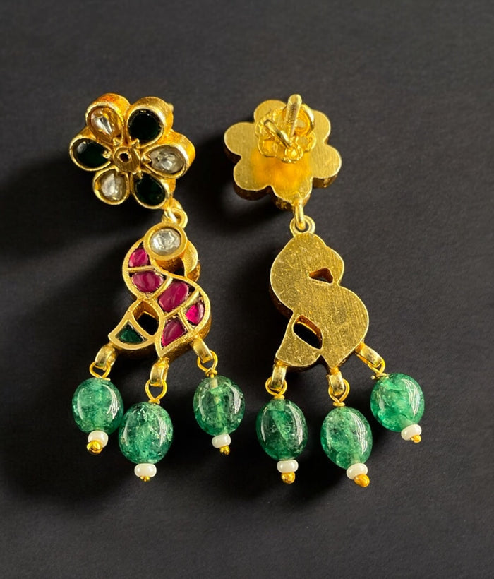 The Jahanara Silver Peacock Kundan Earrings