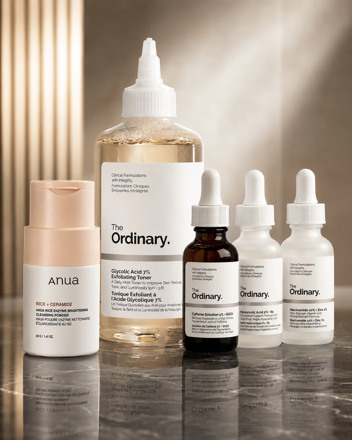 The Ordinary Skincare Routine - Complete 5 Product Set The Ordinary & Anua Skincare Bundle  Pinky Cosmetics