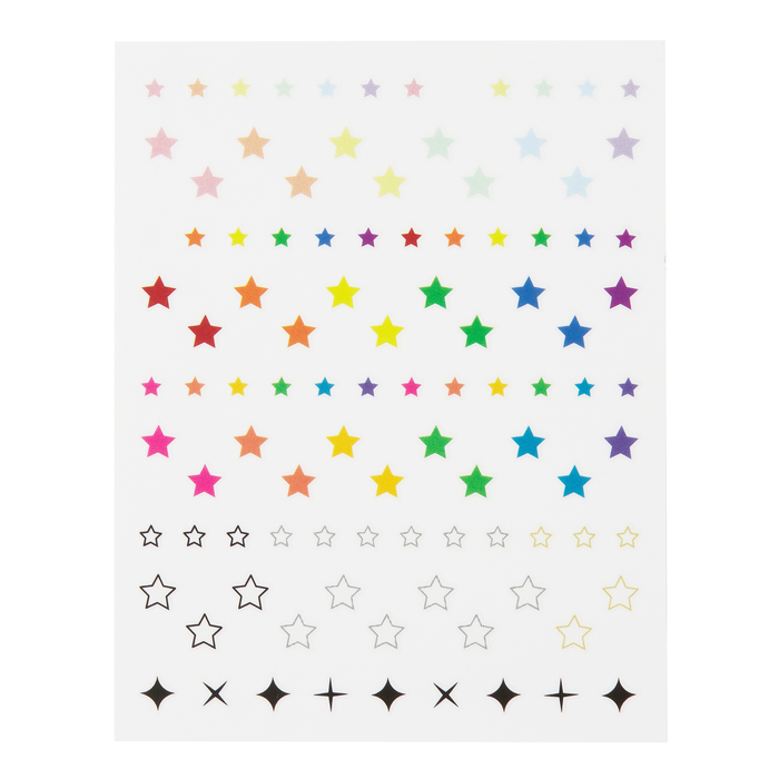 The Stars Are Aligned decal sheet: stars in rainbow colors, gold and black with diamonds