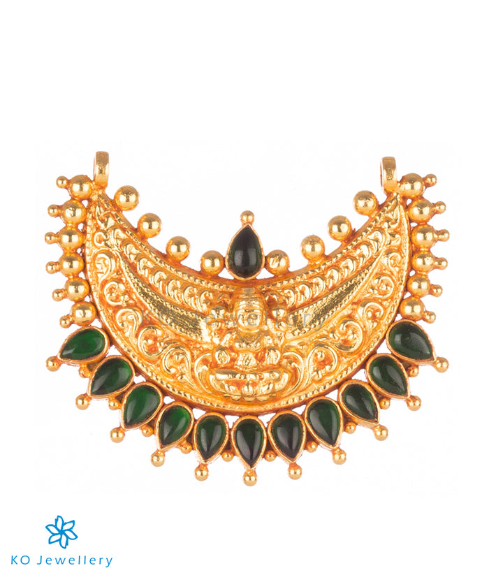 gold plated long necklace with Lakshmi pendant