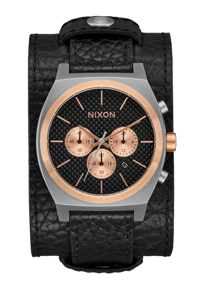 Time Teller Chrono Leather - Silver / Rose Gold / Black