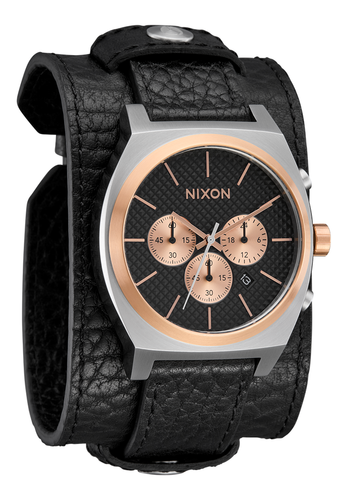 Time Teller Chrono Leather - Silver / Rose Gold / Black