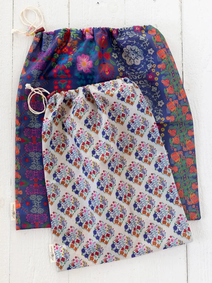 Travel Laundry Bags, Set of 2 - Washed Navy Floral-view 2