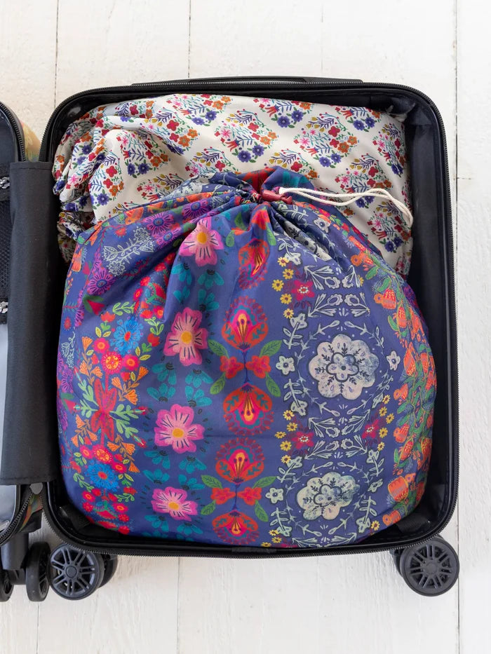 Travel Laundry Bags, Set of 2 - Washed Navy Floral-view 3