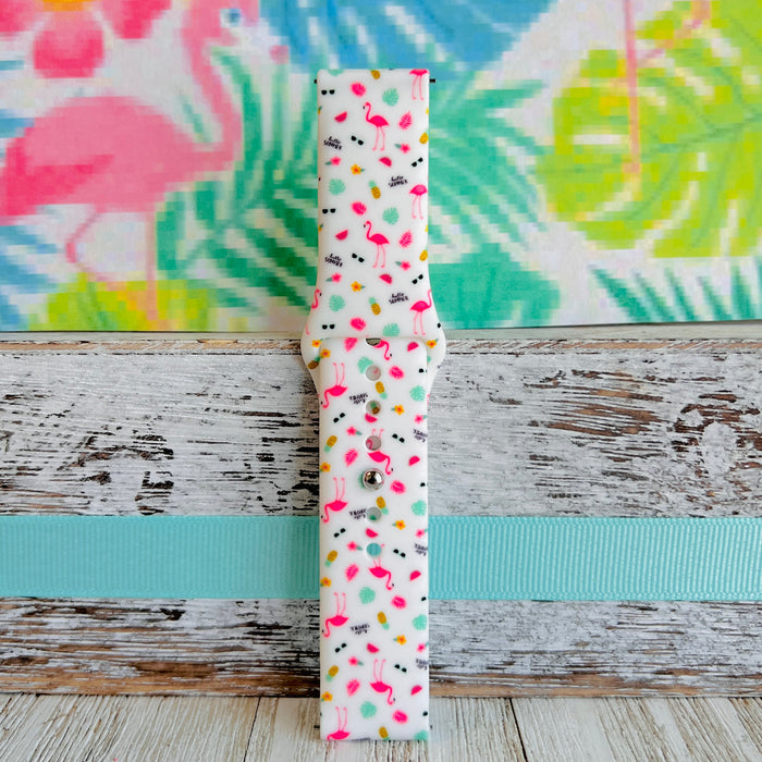 Tropical Flamingo Print Silicone Band For Samsung Watch