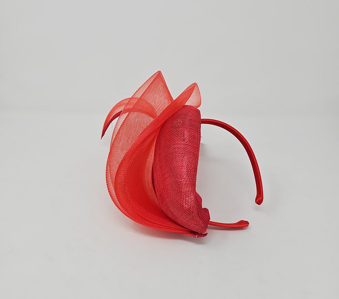 Tulip Red Mesh Stacked Net Hairband Fascinator