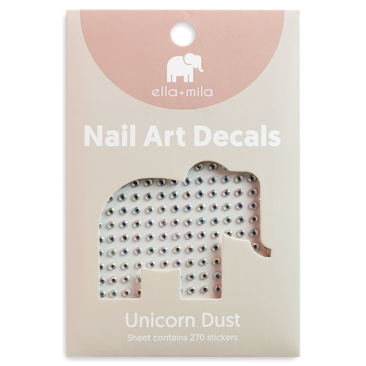 Unicorn Dust rhinestone nail art decals in packaging – ella+mila