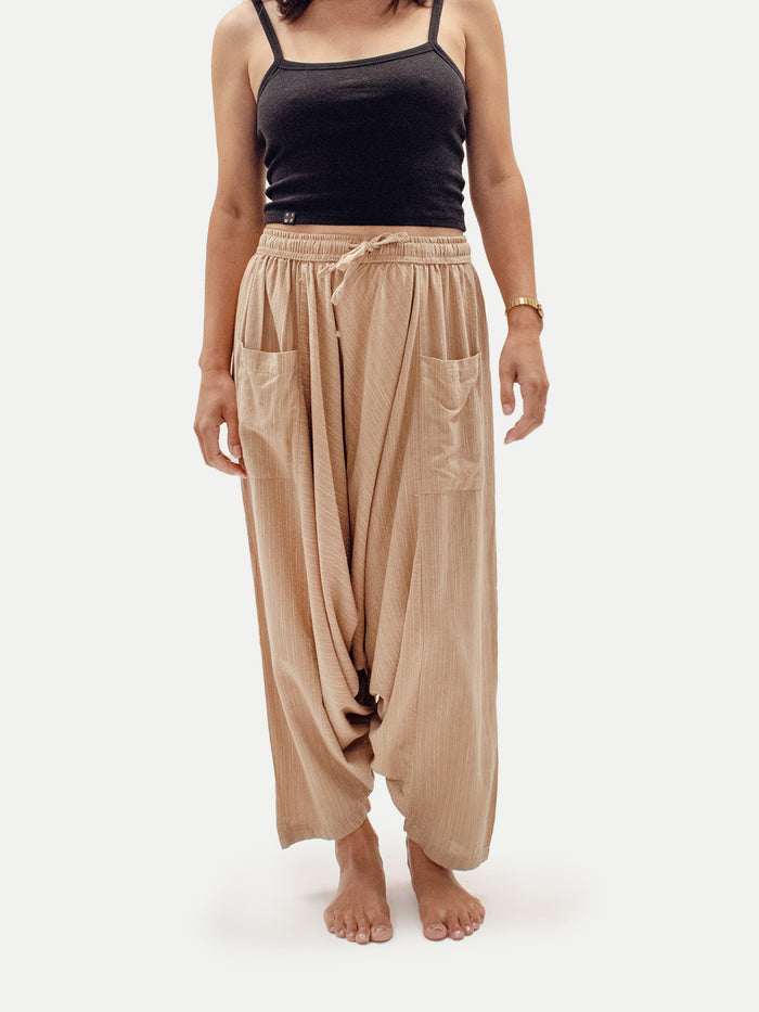 Unisex Cotton Harem Pants | Tan-Image 1