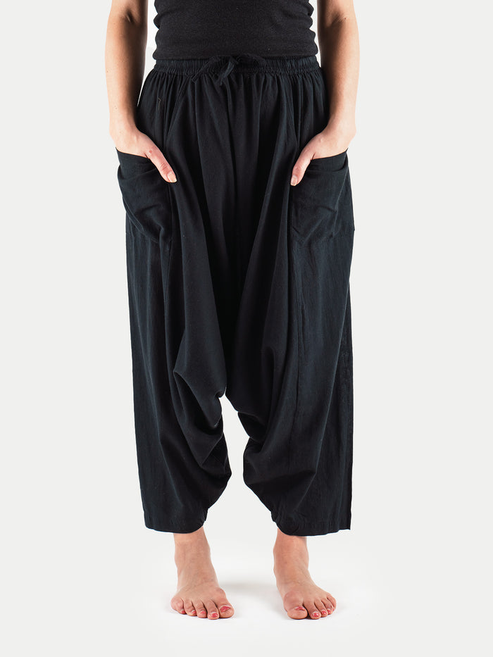 Unisex Cotton Harem Pants | Black-Image 1