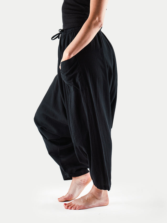 Unisex Cotton Harem Pants | Black-Image 2