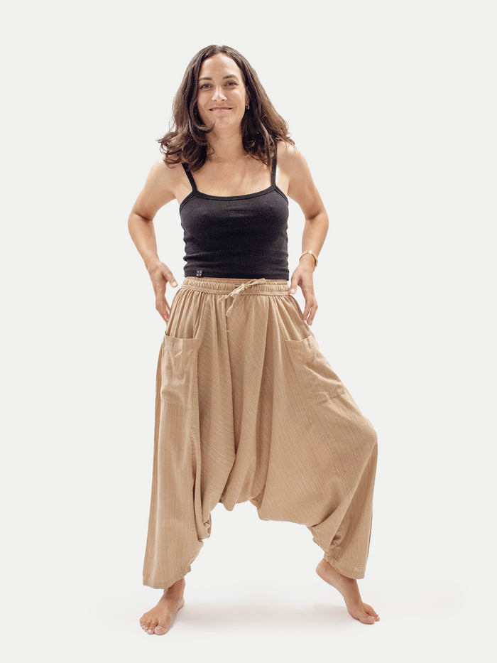 Unisex Cotton Harem Pants | Tan-Image 4