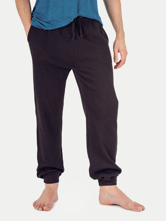 Unisex Organic Hemp Waffle Jogger | Black-Image 1