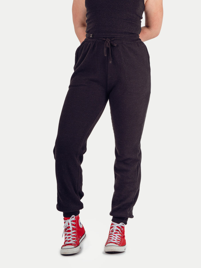 Unisex Organic Hemp Waffle Jogger | Black-Image 2