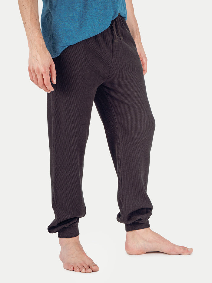 Unisex Organic Hemp Waffle Jogger | Black-Image 3
