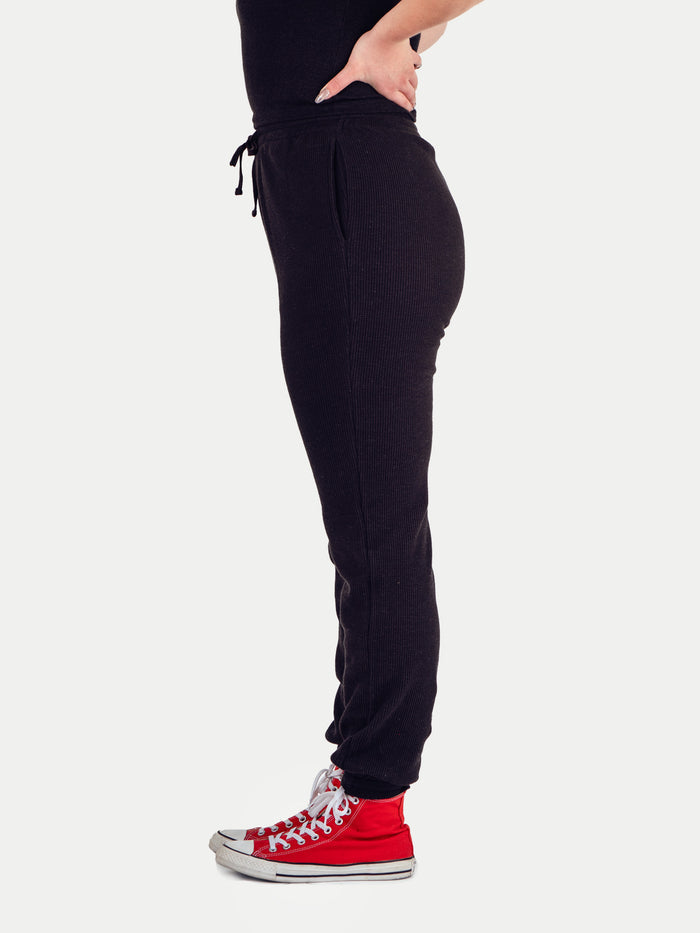 Unisex Organic Hemp Waffle Jogger | Black-Image 4