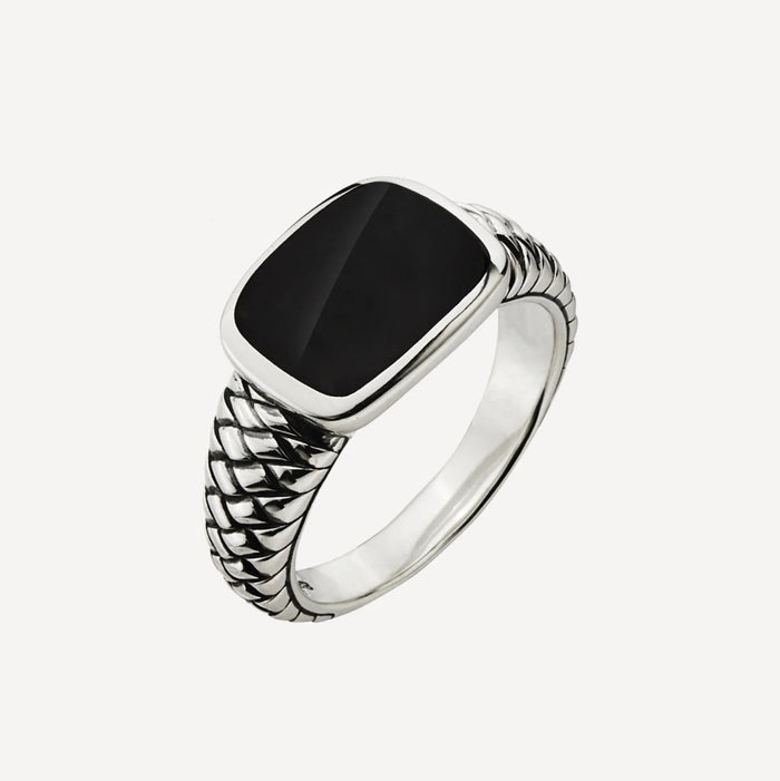 Vanguard Men's Sterling Silver Black Onyx Ring