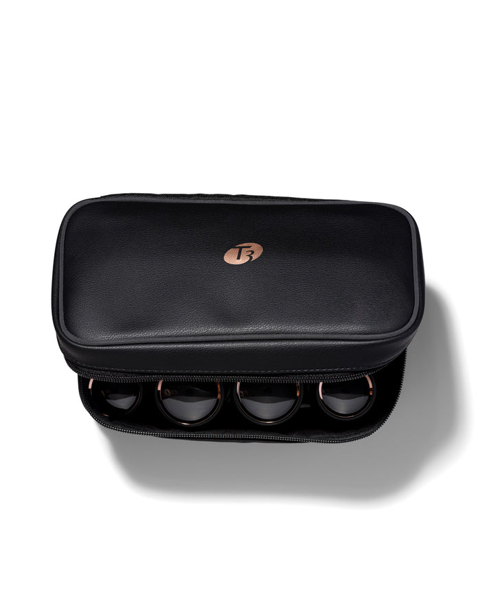 Black carrying case with a brand logo on a white background
