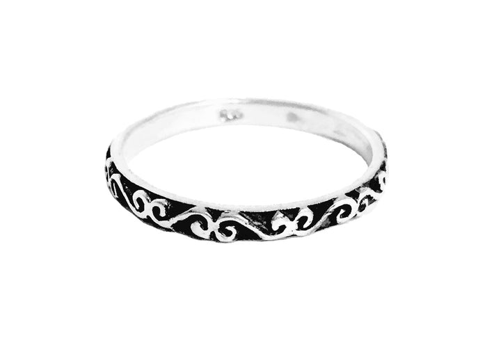 Whispered Secret Ring – Sterling Silver Celtic Spiral Jewelry front view