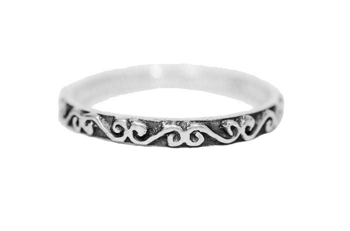 Whispered Secret Ring – Sterling Silver Celtic Spiral Jewelry front view