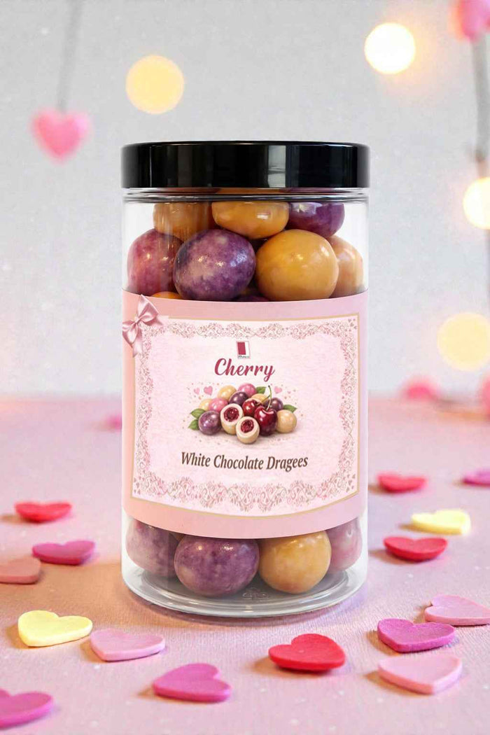 White Chocolate Coated Coloured Cherries, Palm Oil Free, 215g