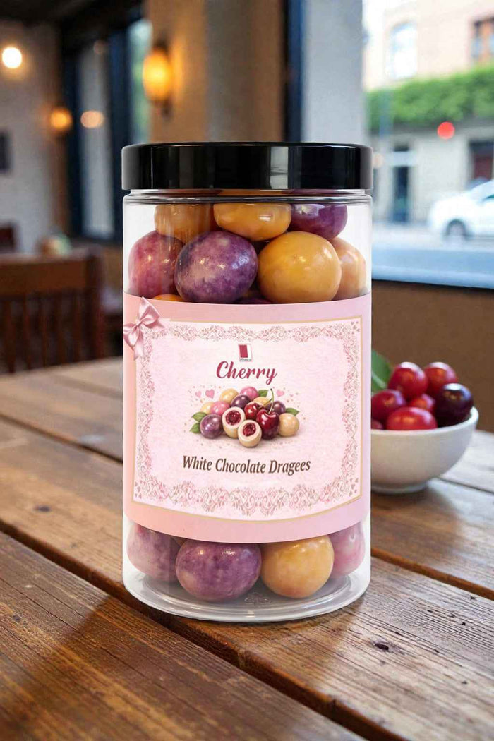 White Chocolate Coated Coloured Cherries, Palm Oil Free, 215g