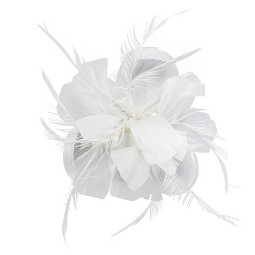 White Feather Looped Slide Hair Clip