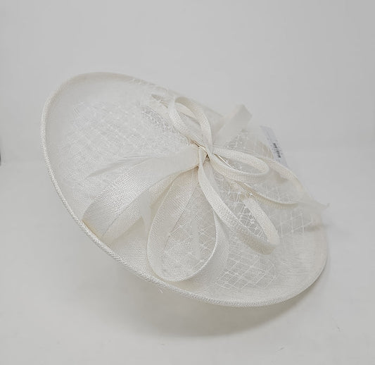 White Looped Bow Round Disc Fascinator