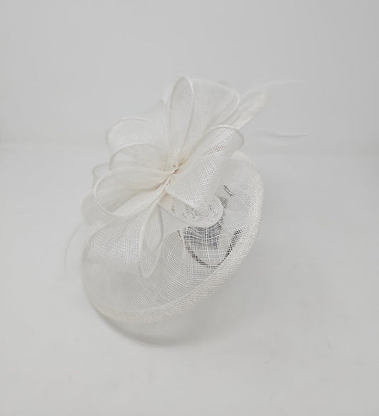 White Looped Round Disc Fascinator