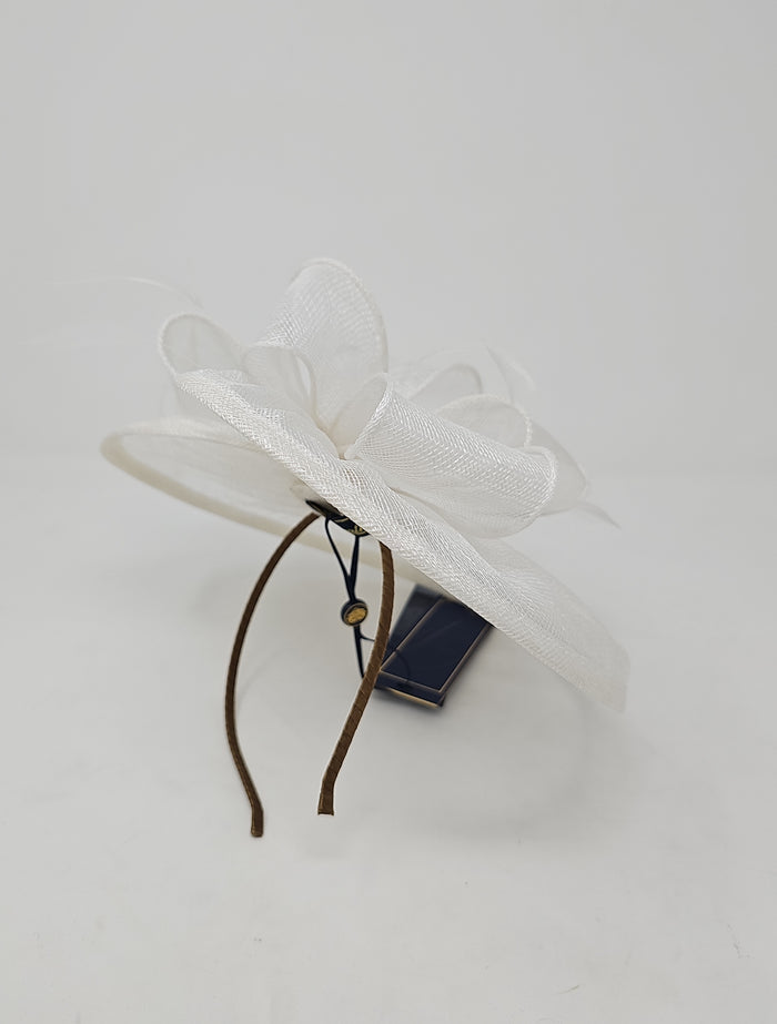 White Looped Round Disc Fascinator