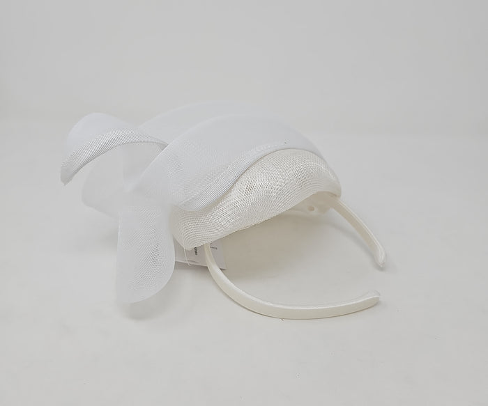 White Mesh Stacked Net Hairband Fascinator