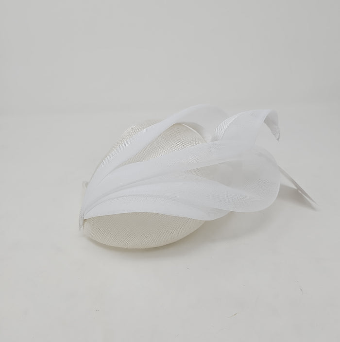 White Mesh Stacked Net Hairband Fascinator