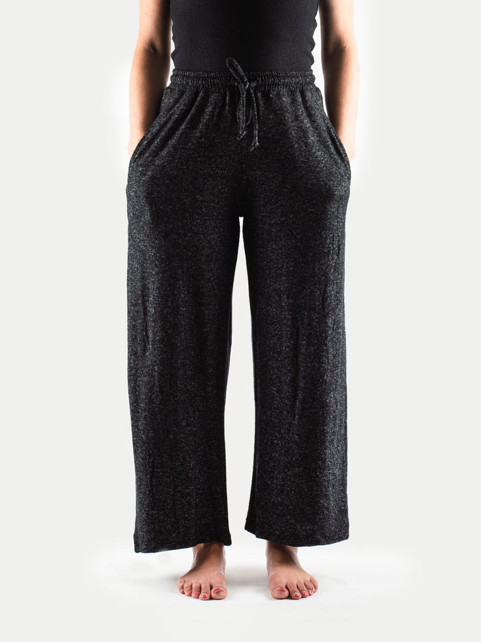 Wide Leg Rayon Lounge Pants | Black-Image 1