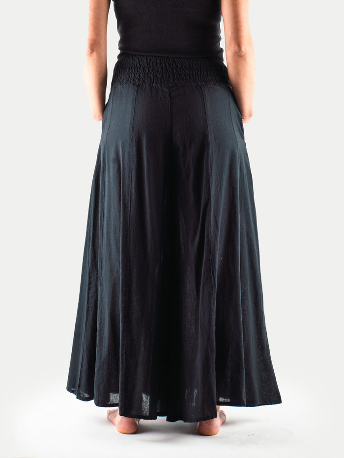 Wide Leg Smocked Pants | Black-Image 4