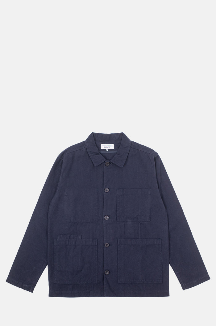 Reworked 348 William Washed Herringbone Chore Jacket Navy.