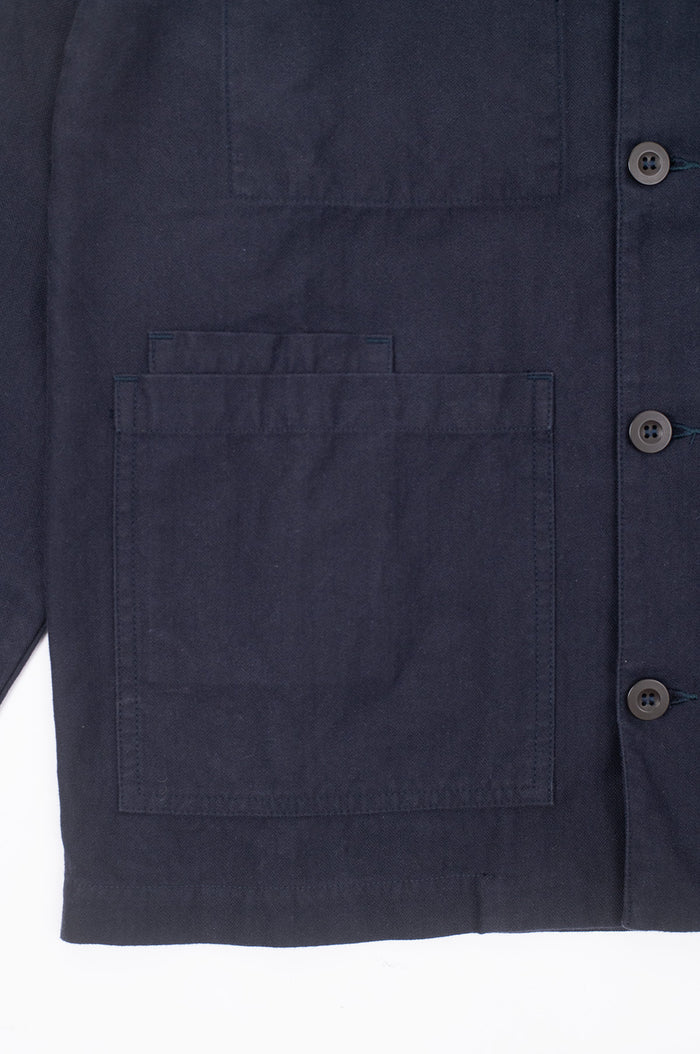 William Washed Herringbone Chore Jacket Navy