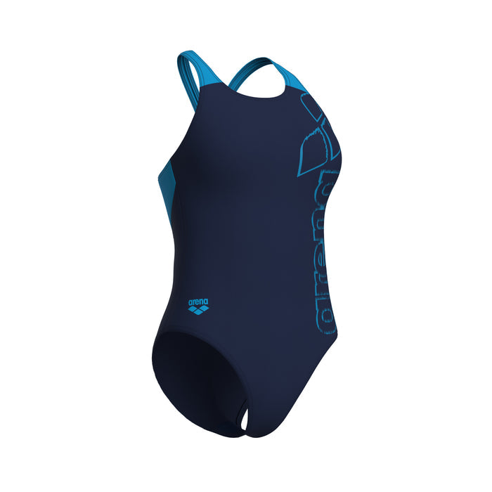 WOMEN'S ARENA SCRATCHY SWIMSUIT V BACK NAVY-TURQUOISE