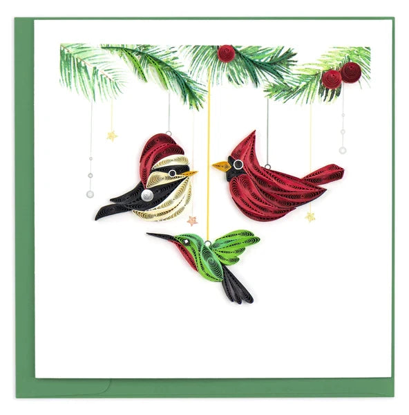 Xmas Quilling Card - Holiday Bird Ornament