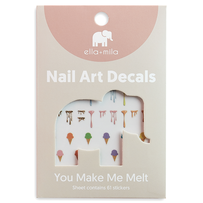 You Make Me Melt ice cream, splatter and slime drip nail art decals in packaging – ella+mila