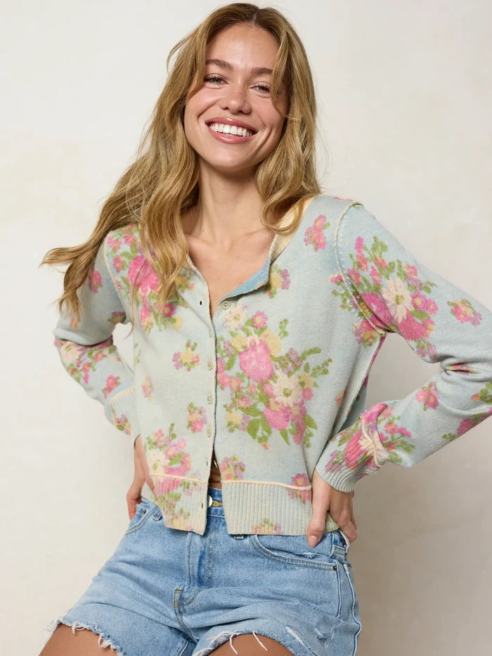 Your Everything Cardigan Sweater - English Garden Cloud Blue-view 1