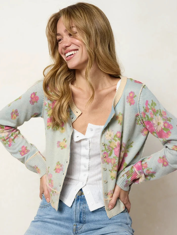 Your Everything Cardigan Sweater - English Garden Cloud Blue-view 5
